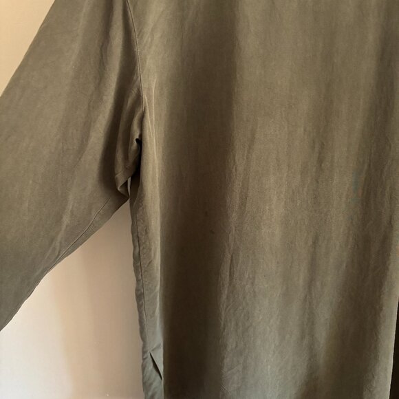 90s Mossy Sage Green Silk Button Down - Picture 2 of 7